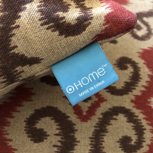 Red Brown & Beige Ikat Patterned Throw Pillow - Picture 3 of 4